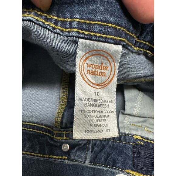 Wonder Nation Girls Shorts Sz 10 Denim Longer Length Dark Blue Jean Adjustable - Picture 5 of 7